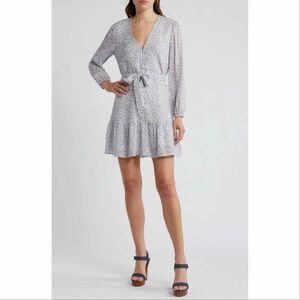 PAIGE Marlyn Paisley Long Sleeve Ruffle Hem Minidress